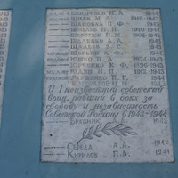 Фамилии погибших освободителей села Цветное.Похоронен 151 воин.