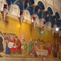 Мозаичное панно, изображающее миропомазание Христа.