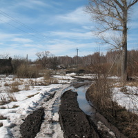 Деревня Чернодье. Дорога в деревне .Весна.2010 год