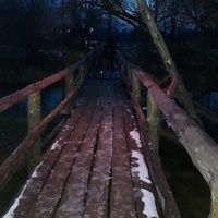 "Типографский мост". г.Киржач Владимирская область.  Самый длинный пешеходный деревянный мост в России.