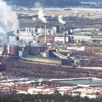 Шелехов, Иркутский алюминиевый завод, вид с горнолыжки в Олхе