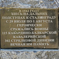 Памятный знак воинам 115 Кабардино-Балкарской  кавалерийской дивизии (Мемориальная табличка)