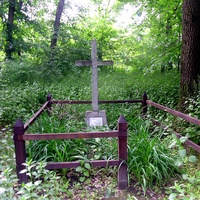Крест на месте расстрела подпольщиков,в лесу у трассы Н01.Координаты 48°58'27.5"N 32°16'06.8"E.