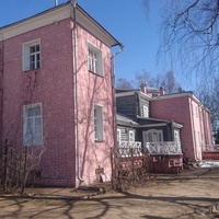 Главный дом усадьбы "Мураново" имени Ф.И. Тютчева.  Вся усадьба возведена из дерева, но башенка и фасад больших парадных залов облицованы кирпичом.