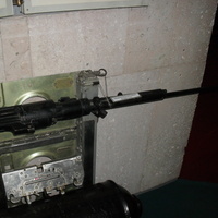 Г.Оренбург, Музей космонавтики (бывшее ОВАУЛ) авиационный пулемёт ШКАСС, калибр 7,6 мм.