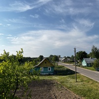 Д. Лопушно (Дятловский район). Вид на деревню с дома номер 22. Май 2024