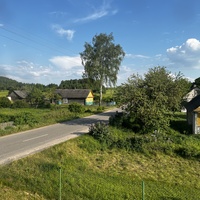 Д. Лопушно (Дятловский район). Вид на деревню с дома номер 22. Направление на деревню Боришино. Май 2024