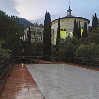 Санаторий "Горный" в п.г.т. Курпаты. Вид со смотровой площадки на ротонду у клуба и столовой.