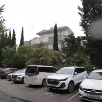 Парк бывшего санатория имени Пальмиро Тольятти в Курпатах. Справа корпус отеля "Пальмира Палас".