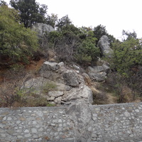 Вдоль Алупкинского шоссе за автобусной остановкой 6КПП перед верхней частью посёлка Ореанда.