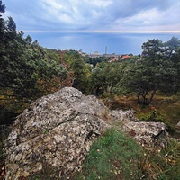 Вдоль Царской  (солнечной тропы). Вид на застройку посёлка и акваторию Чёрного моря.