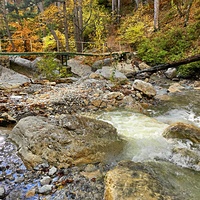 Пешеходный экологический маршрут "Штангеевская тропа" на территории Ялтинского горно-лесного заповедника. Мост через реку Водопадная.