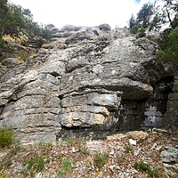 Скалистый обрыв южного склона Ялтинской яйлы вдоль экологического маршрута "Штангеевская тропа" на территории Ялтинского горно-лесного заповедника.