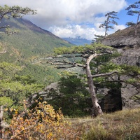Пешеходный экологический маршрут "Боткинская тропа" перед утёсом Ставри-Кая на территории Ялтинского горно-лесного заповедника. Слева- ущелье Яузлар и хребет Иограф.