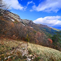 Вид с Кореизской тропы на склоны Ай-Петринской яйлы  перед её вершиной.
