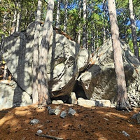 Вдоль Кореизской тропы в Ялтинском горно-лесном заповеднике. Скатившиеся скальные обломки.
