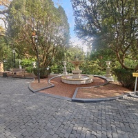 Парк на территории санатория «Пушкино» — памятник садово-парковой архитектуры начала XIX века. Фонтан и декоративные вазоны на пьедестале.