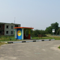 Автобусная остановка в центре деревни, июль 2010г.