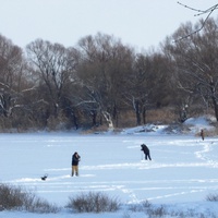 Зимняя рыбалка на ставку-земснаряд.