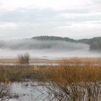 Апрельский туман за Уржумкой. Село Мари-Билямор.