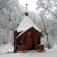 Часовня Корсунской иконы Божией Матери с купелью на источнике в Монастырском лесу
