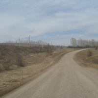 Дорога между Вершино-Рыбным и Партизанским. Слева ж-д дорога Абакан-Тайшет.