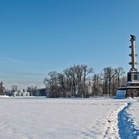 Екатерининский парк. Вид на Большой пруд зимой.