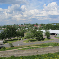 Вид на Ивангород со смотровой площадки ивангородской крепости.