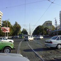 Ташкент. Пересечение трамвайных путей.