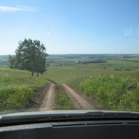 Панорама деревни Кузеево с холмов.