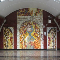 Мозаичное панно в торце центрального зала станции Бухарестская