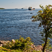 Вид на Ладожское озеро с берега острова Ореховый