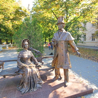 Скульптурная композиция на пушкинскую тему в парке
