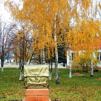 Памятник школьному портфелю около Венгеровской средней школы