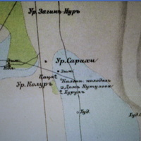 карта 1909 г. Калмыцкой степи, где видим урочище Сараха