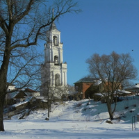Нерехта. Зимний вид на колокольню Казанского собора.