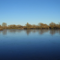 Тонкий октябрьский лёд на пруду