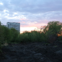 Нагатинский Затон, насыпной полуостров с отходов производства завода имени Сталина (ЗИЛ)