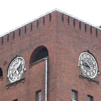 Нарва, район Кренгольма, водонапорная башня с часами, фрагмент