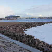 Береговая черта Финского залива.Район парка 300-летия спб.