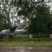 Памятник - чешский самолёт Л-410 (Чебурашка) в память о находившимся здесь аэропорте.