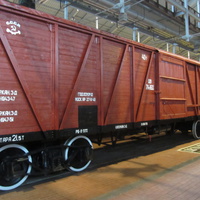 Музей железных дорог России. Большегрузный крытый вагон, год выпуска 1915