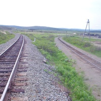 Ильинск. Справа - линия на Холмск, слева - линия на Арсентьевку.