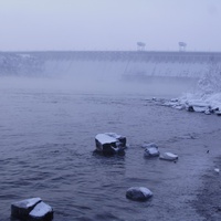 Братская ГЭС  зимой