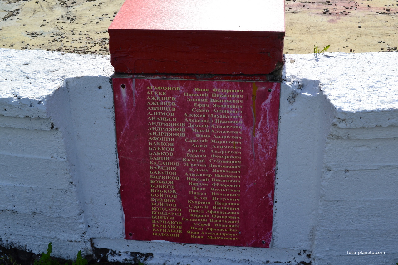 Мемориальная табличка с фамилиями погибших во время Великой Отечественной войны