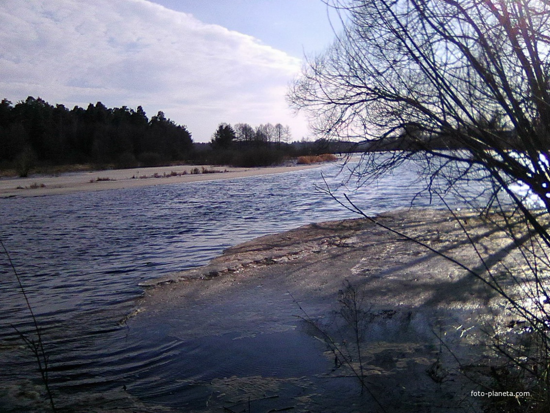 Река Поля за мостом у деревни Воронинская