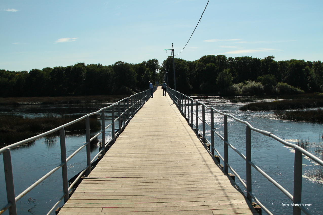 Пешеходный мост через реку Лугу