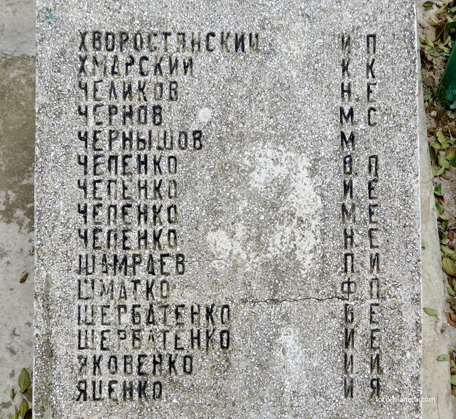 Мемеориальная плита воинов-земляков, погибших в ВОВ 1941-1945 годах