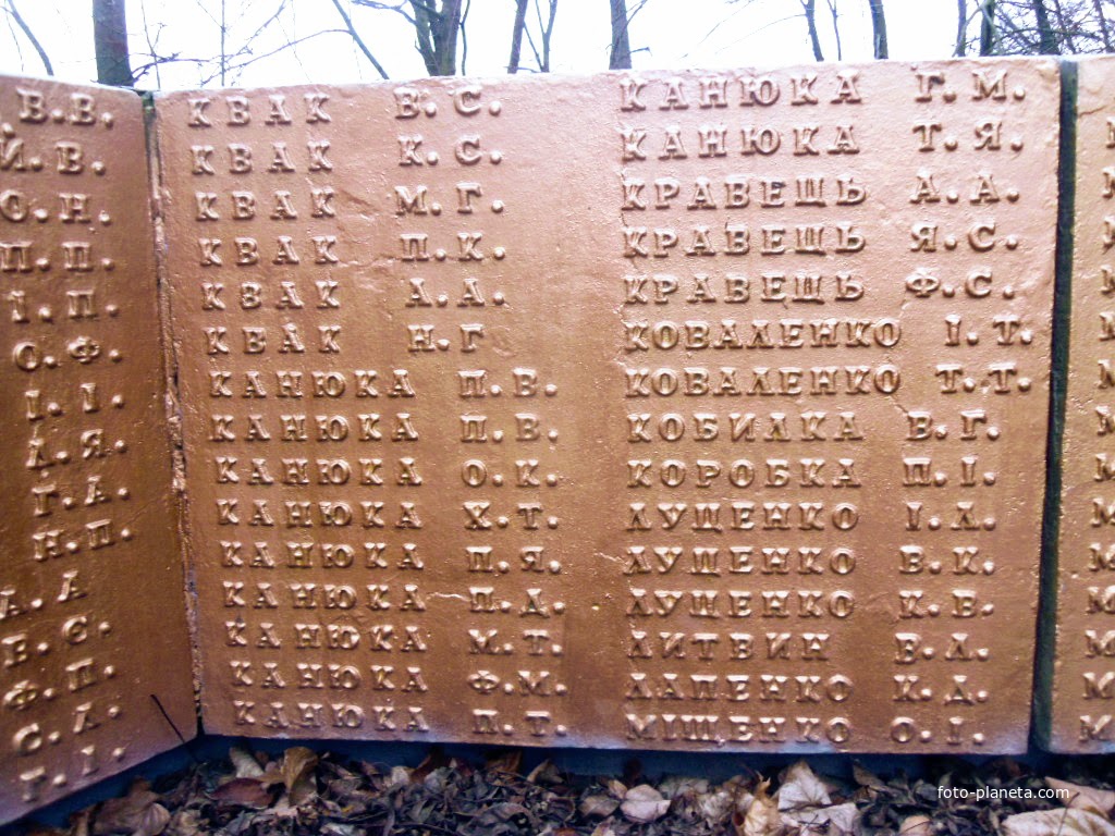 Фамилии  односельчан погибших в войну.