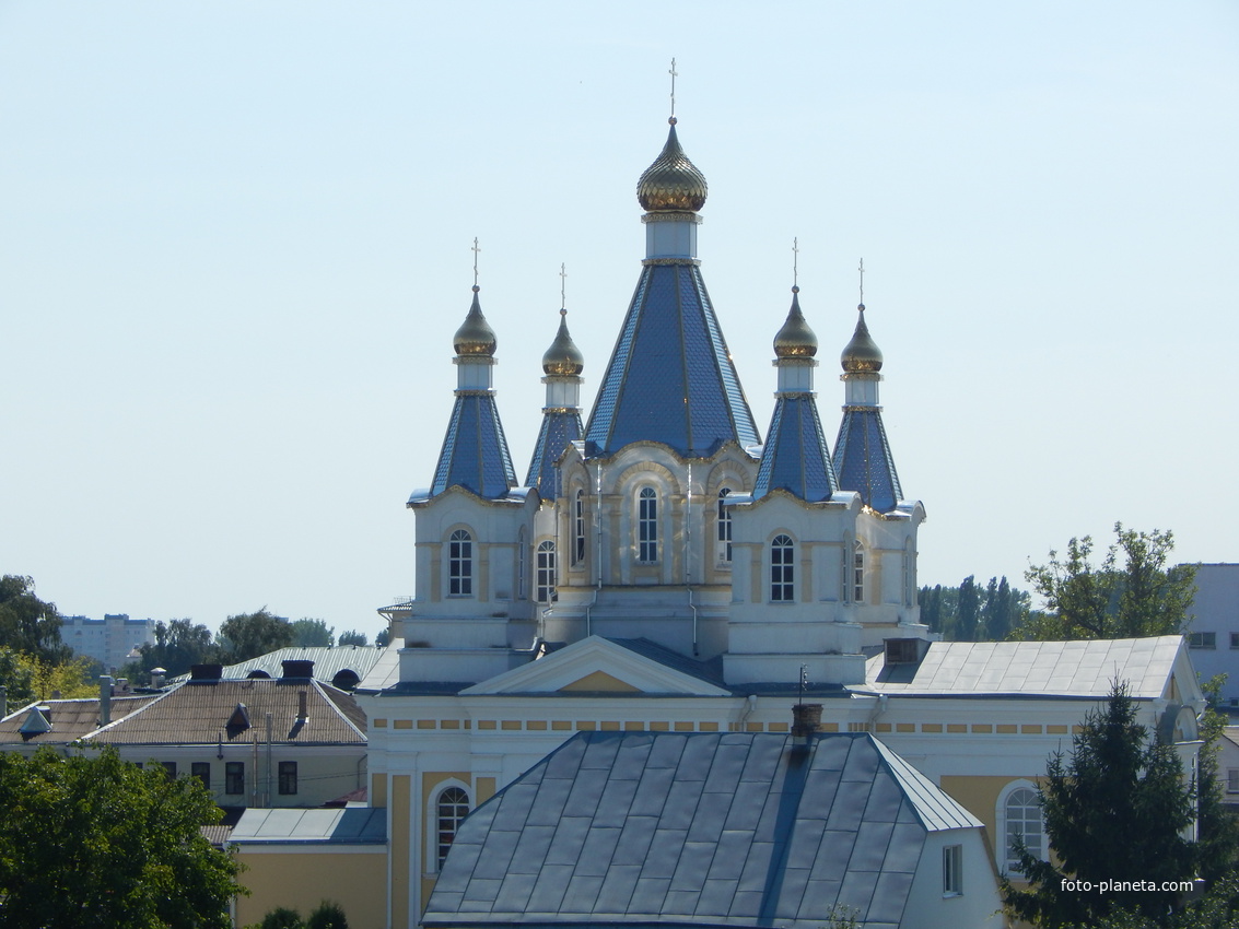 Вид с автомобильного моста на купола Свято-Александро-Невского собора